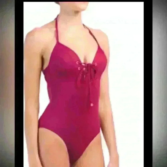 NIPTUCK SWIM Maroon ONE PIECE SLIMMING SWIMSUIT Size 12 US - Picture 1 of 5